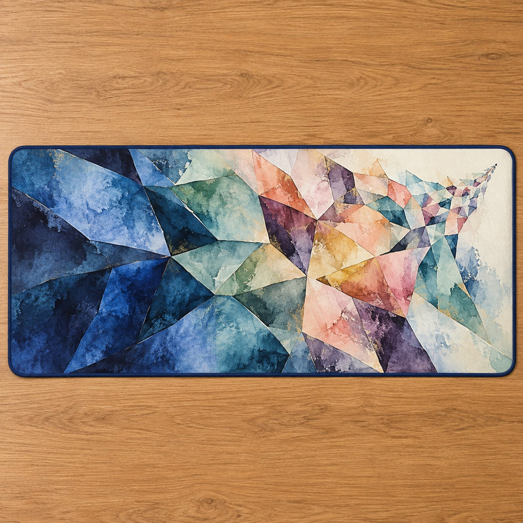 Pigment Veilcascade Desk Mat with dimensional printed themed artwork; representative AI-generated mockup.
