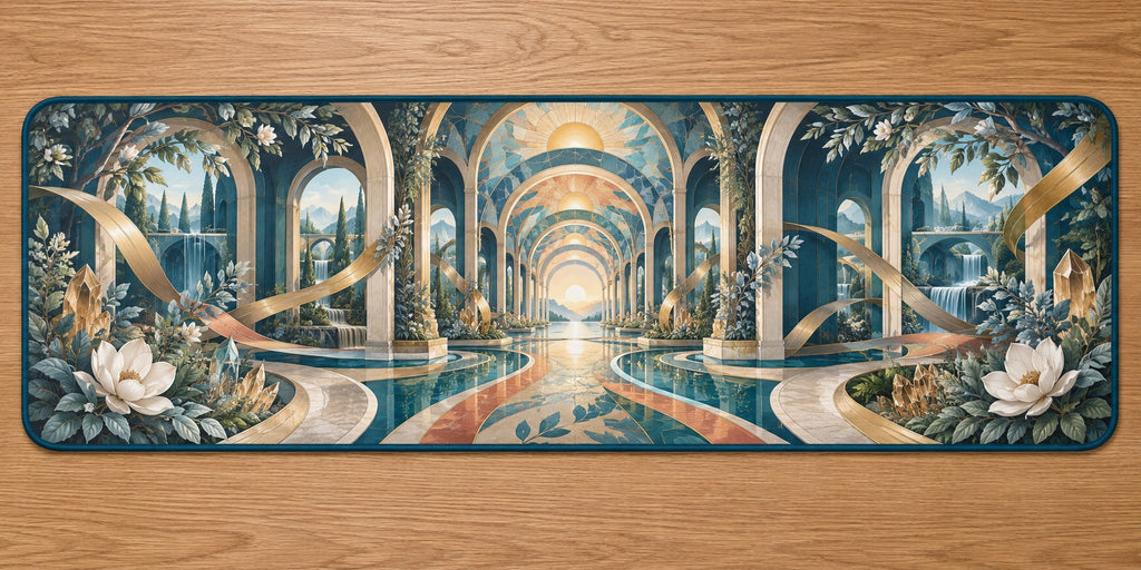 Occupational Therapy Renewal Desk Mat with dimensional printed themed artwork; representative AI-generated mockup.