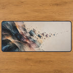 Silvergrain Afterimage Desk Mat with dimensional printed themed artwork; representative AI-generated mockup.