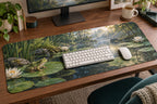 Frog Pond Desk Mat with dimensional printed themed artwork; representative AI-generated mockup.