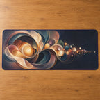 Luminous Waxfold Cascade Desk Mat with dimensional printed themed artwork; representative AI-generated mockup.