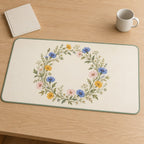 Wildflower Wedding Garden Desk Mat with dimensional printed themed artwork; representative AI-generated mockup.