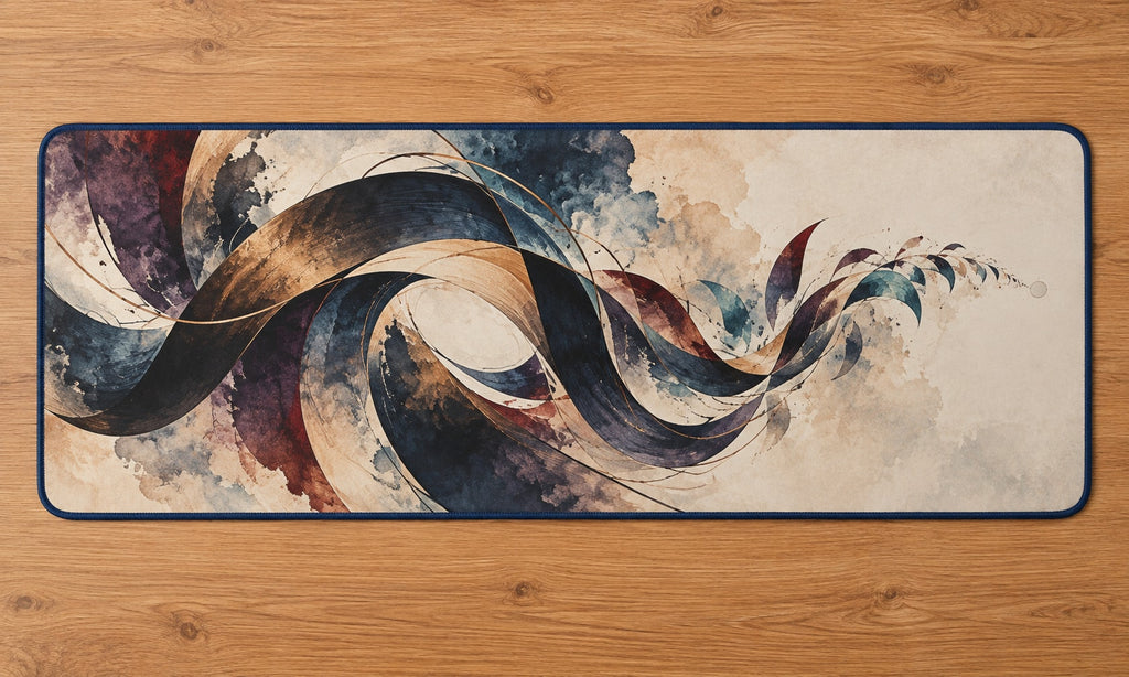 Cadence Inkfold Desk Mat with dimensional printed themed artwork; representative AI-generated mockup.