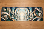 Equilibrium Ledger Atrium Desk Mat with dimensional printed themed artwork; representative AI-generated mockup.