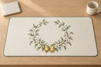 Orchard Wedding Wreath Desk Mat with dimensional printed themed artwork; representative AI-generated mockup.