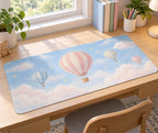 Hot Air Balloon Sky Desk Mat with dimensional printed themed artwork; representative AI-generated mockup.
