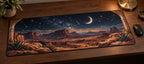 Desert Night Sky Desk Mat with dimensional printed themed artwork; representative AI-generated mockup.