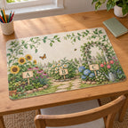 Alphabet Garden Desk Mat with dimensional printed themed artwork; representative AI-generated mockup.