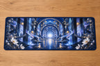 Logic Aurora Nexus Desk Mat with dimensional printed themed artwork; representative AI-generated mockup.