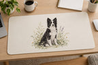 Border Collie Desk Mat with dimensional printed themed artwork; representative AI-generated mockup.