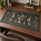 Alchemy Botanical Cabinet Desk Mat with dimensional printed themed artwork; representative AI-generated mockup.