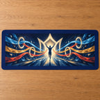 Cadence Crown Convergence Desk Mat with dimensional printed themed artwork; representative AI-generated mockup.