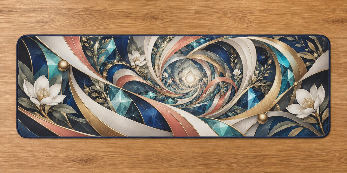 Compassion Bridge Atrium Desk Mat with dimensional printed themed artwork; representative AI-generated mockup.