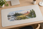 World Biomes Desk Mat with dimensional printed themed artwork; representative AI-generated mockup.