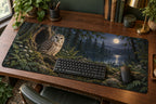 Owl Hollow Desk Mat with dimensional printed themed artwork; representative AI-generated mockup.