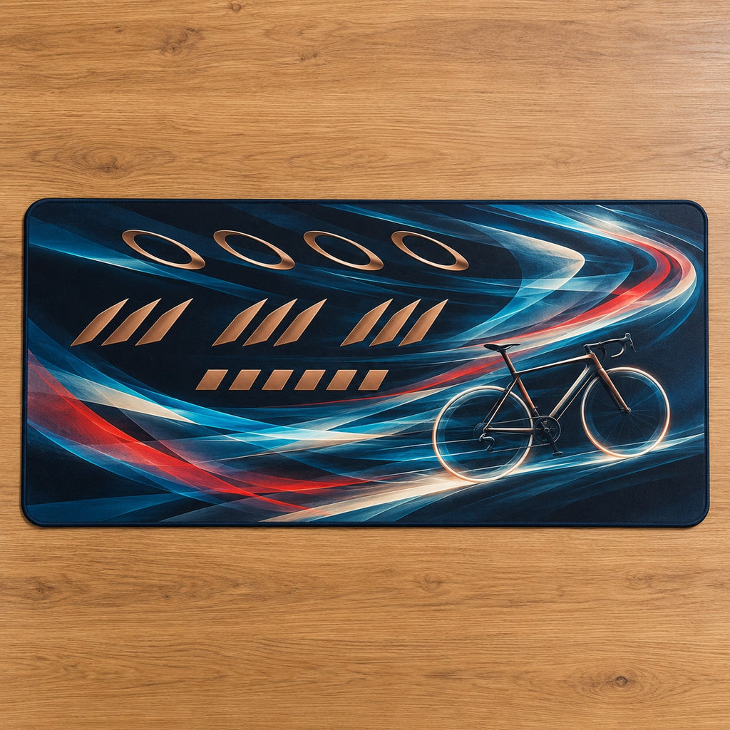 Slipstream Aurora Circuit Desk Mat with dimensional printed themed artwork; representative AI-generated mockup.