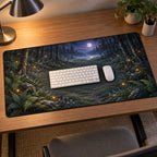 Firefly Clearing Desk Mat with dimensional printed themed artwork; representative AI-generated mockup.