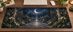 Moon Garden Gate Desk Mat with dimensional printed themed artwork; representative AI-generated mockup.