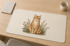 Orange Tabby Cat Companion Desk Mat with dimensional printed themed artwork; representative AI-generated mockup.