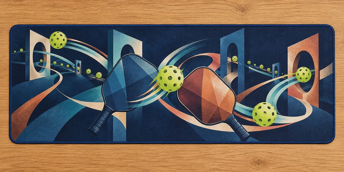 Midnight Dink Detour Desk Mat with dimensional printed themed artwork; representative AI-generated mockup.