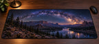 Milky Way Arch Desk Mat with dimensional printed themed artwork; representative AI-generated mockup.