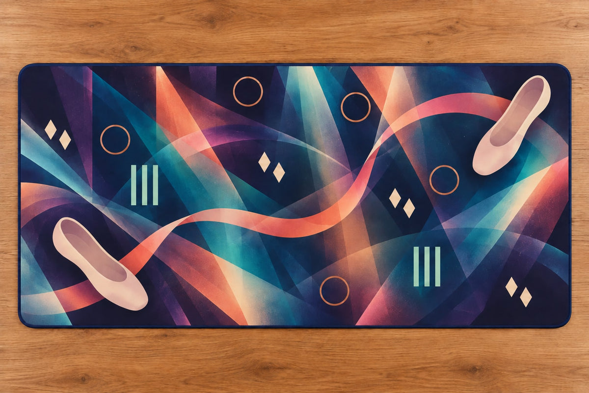 Tempo Lantern Rehearsal Desk Mat with dimensional printed themed artwork; representative AI-generated mockup.