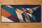 Selvedge Prismfall Desk Mat with dimensional printed themed artwork; representative AI-generated mockup.