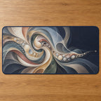 Prismatic Soapfold Cascade Desk Mat with dimensional printed themed artwork; representative AI-generated mockup.
