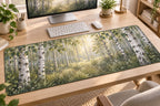 Birch Grove Desk Mat with dimensional printed themed artwork; representative AI-generated mockup.