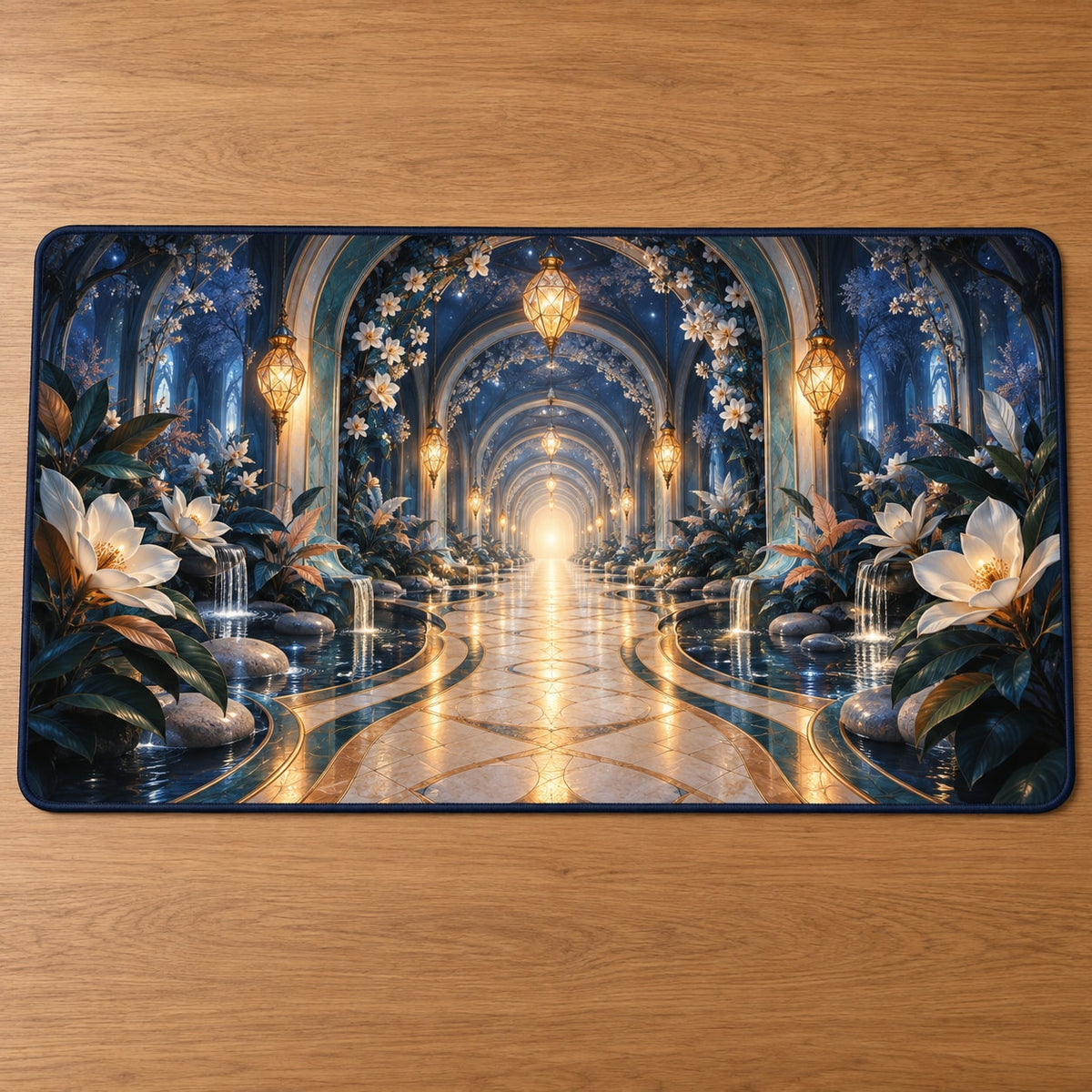 Nurse Care Lantern Atrium Desk Mat with dimensional printed themed artwork; representative AI-generated mockup.
