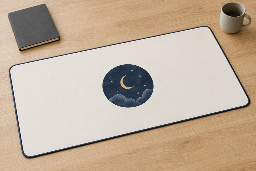 Celestial Wedding Night Desk Mat with dimensional printed themed artwork; representative AI-generated mockup.