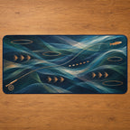 Rifflelight Cast Journey Desk Mat with dimensional printed themed artwork; representative AI-generated mockup.