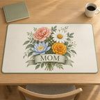 Mother Family Birth Flowers Desk Mat with dimensional printed themed artwork; representative AI-generated mockup.