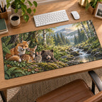 Woodland Animal Friends Desk Mat with dimensional printed themed artwork; representative AI-generated mockup.