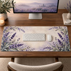 Lavender Sprigs Desk Mat with dimensional printed themed artwork; representative AI-generated mockup.