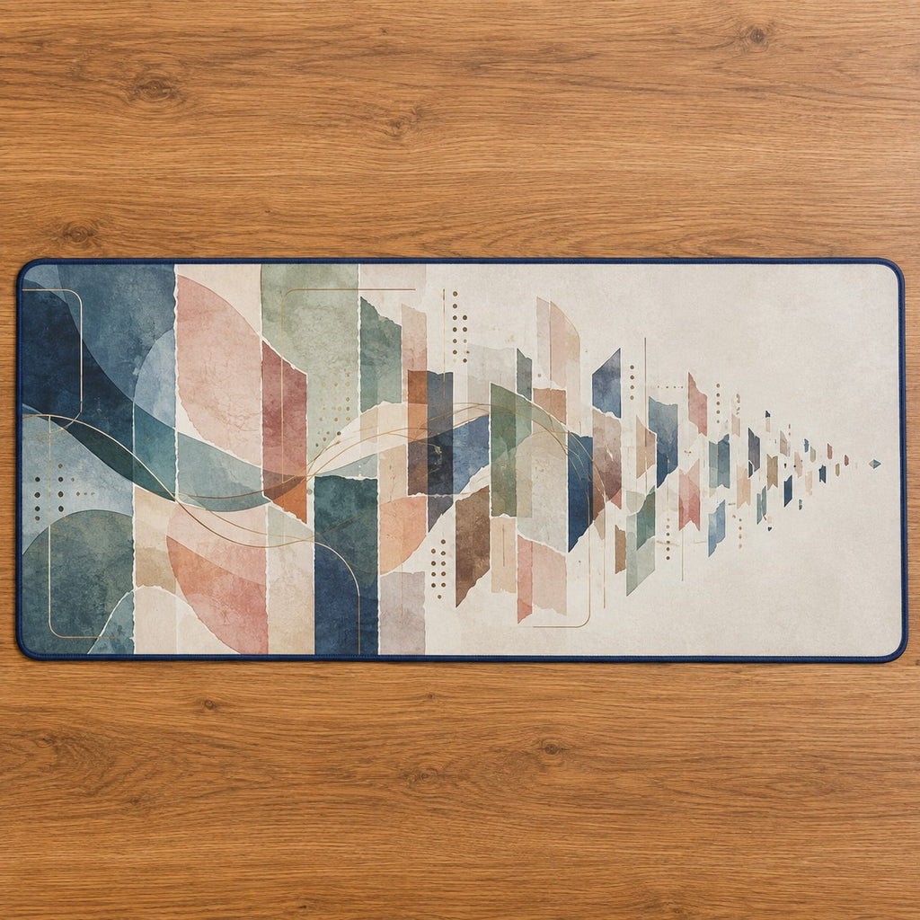 Keepsake Vellum Parallax Desk Mat with dimensional printed themed artwork; representative AI-generated mockup.