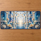 Laboratory Discovery Atrium Desk Mat with dimensional printed themed artwork; representative AI-generated mockup.