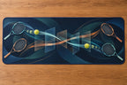 Doubles Rally Labyrinth Desk Mat with dimensional printed themed artwork; representative AI-generated mockup.