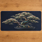 Midnight Bonsai Cloudrise Desk Mat with dimensional printed themed artwork; representative AI-generated mockup.