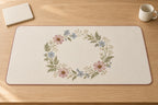 Pressed Flower Wedding Wreath Desk Mat with dimensional printed themed artwork; representative AI-generated mockup.