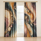 Luminous Waxfold Cascade Window Curtain Pair with dimensional printed themed artwork; representative AI-generated mockup.