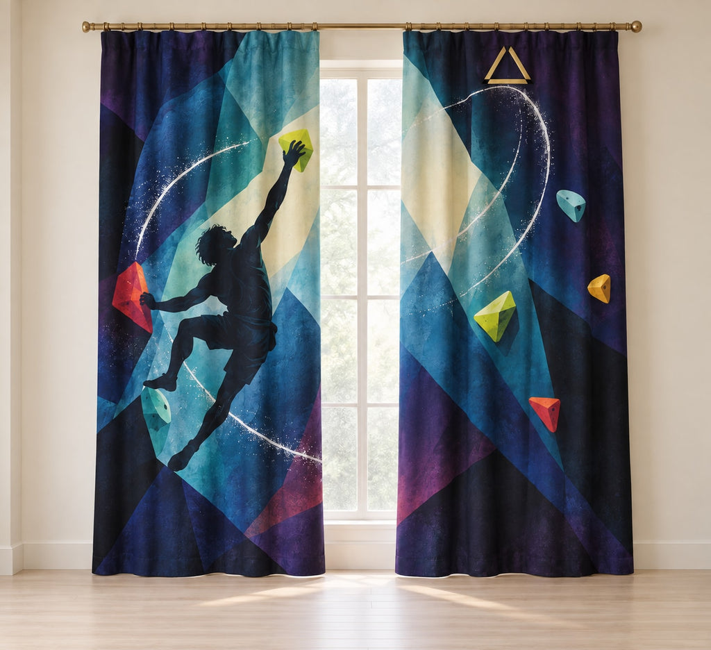 Prismatic Crux Constellation Window Curtain Pair with dimensional printed themed artwork; representative AI-generated mockup.