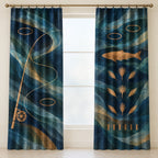 Rifflelight Cast Journey Window Curtain Pair with dimensional printed themed artwork; representative AI-generated mockup.