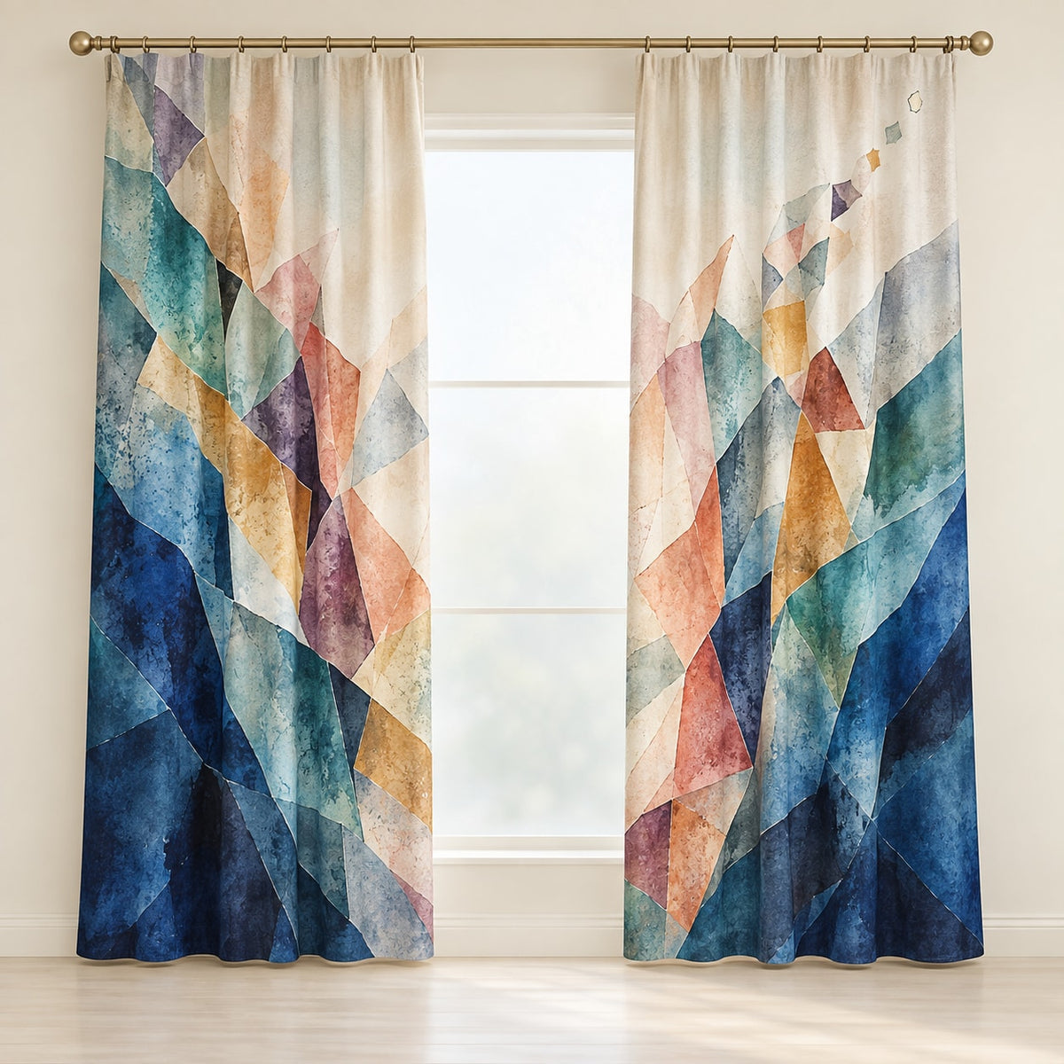Pigment Veilcascade Window Curtain Pair with dimensional printed themed artwork; representative AI-generated mockup.