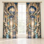 Physical Therapy Motion Atrium Window Curtain Pair with dimensional printed themed artwork; representative AI-generated mockup.