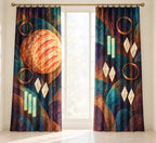 Crumb Lantern Fermentation Window Curtain Pair with dimensional printed themed artwork; representative AI-generated mockup.