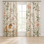 Guinea Pig Companion Window Curtain Pair with dimensional printed themed artwork; representative AI-generated mockup.