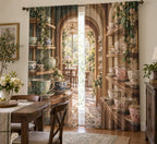 Tea Cup Collection Window Curtain Pair with dimensional printed themed artwork; representative AI-generated mockup.