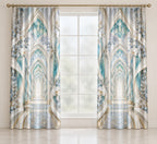 Dental Hygienist Prism Atrium Window Curtain Pair with dimensional printed themed artwork; representative AI-generated mockup.