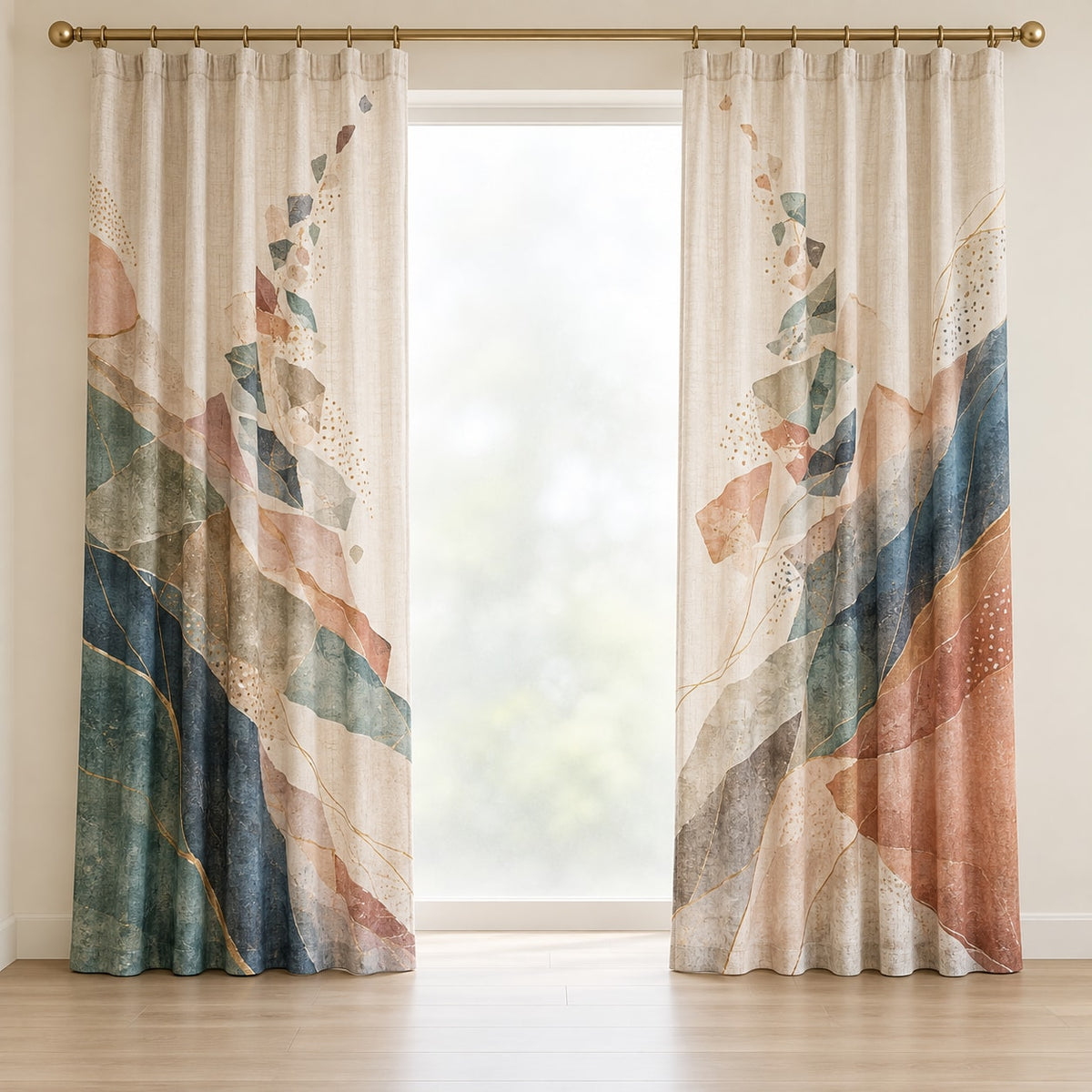 Keepsake Vellum Parallax Window Curtain Pair with dimensional printed themed artwork; representative AI-generated mockup.